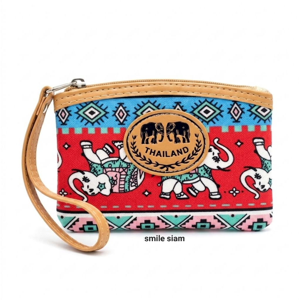 กระเป๋าใส่เหรียญ ลายช้างไทย สินค้าที่ระลึก Thai elephant coin bag