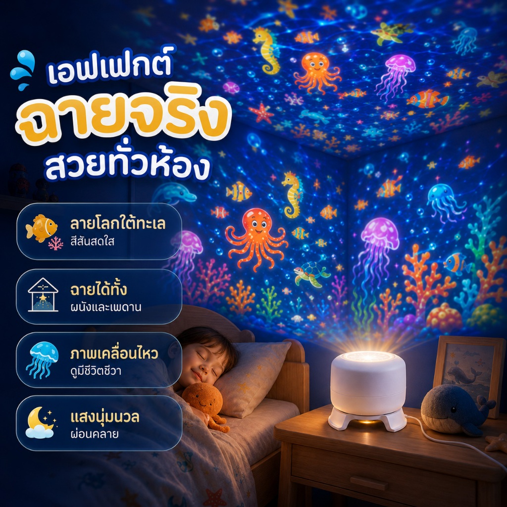 โคมไฟฉาย ของเล่นไฟฉายเล็ก ของขวัญวันเกิดสำหรับเด็กหญิง ห้องนอน บรรยากาศคริสต์มาส ทะเล ดาว ห้อง