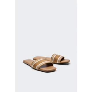 CC DOUBLE O WEBBING WOVEN LOGO STRAP SANDALS ผู้หญิง รองเท้าแตะแบบสวม สายคาดทอโลโก้ รุ่น O26WSWA028 (AW26 #P1)