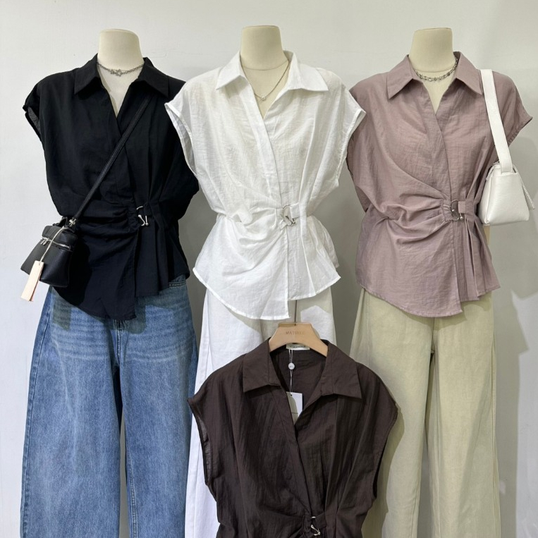 M2185 เสื้อเชิ้ตแขนล้ำดีเทลจับจีบหน้า ทรงเป๊ะปัง เสื้อรุ่นนี้ต้องมีติดตู้! เสื้อเชิ้ตคอปกดีไซน์เก๋ แขนล้ำนิดๆ