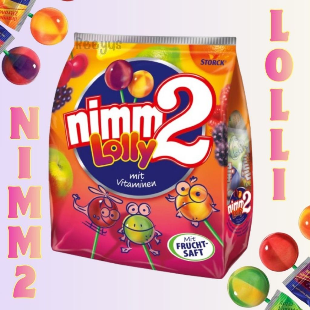 Nimm2 Lolly 200g อมยิ้มผลไม้สอดไส้วิตามินรวม 4 รส จากแบรนด์ Storck มี 20 อัน จากเยอรมัน BB.12/2027