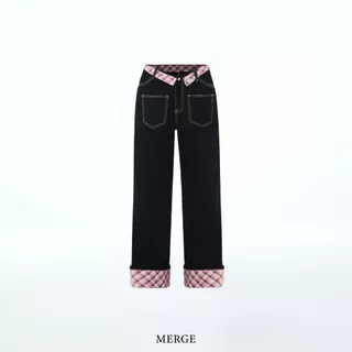 Merge Official - V Folded Waist Jeans (พร้อมส่ง)