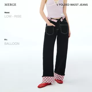 Merge Official - V Folded Waist Jeans (พร้อมส่ง)
