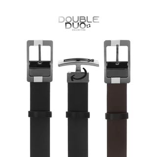Louis Montini เข็มขัดผู้ชาย หนังวัวแท้ หัวกิ๊บหมุนได้ Reversible Belt (2-Sided Belt) MGN236