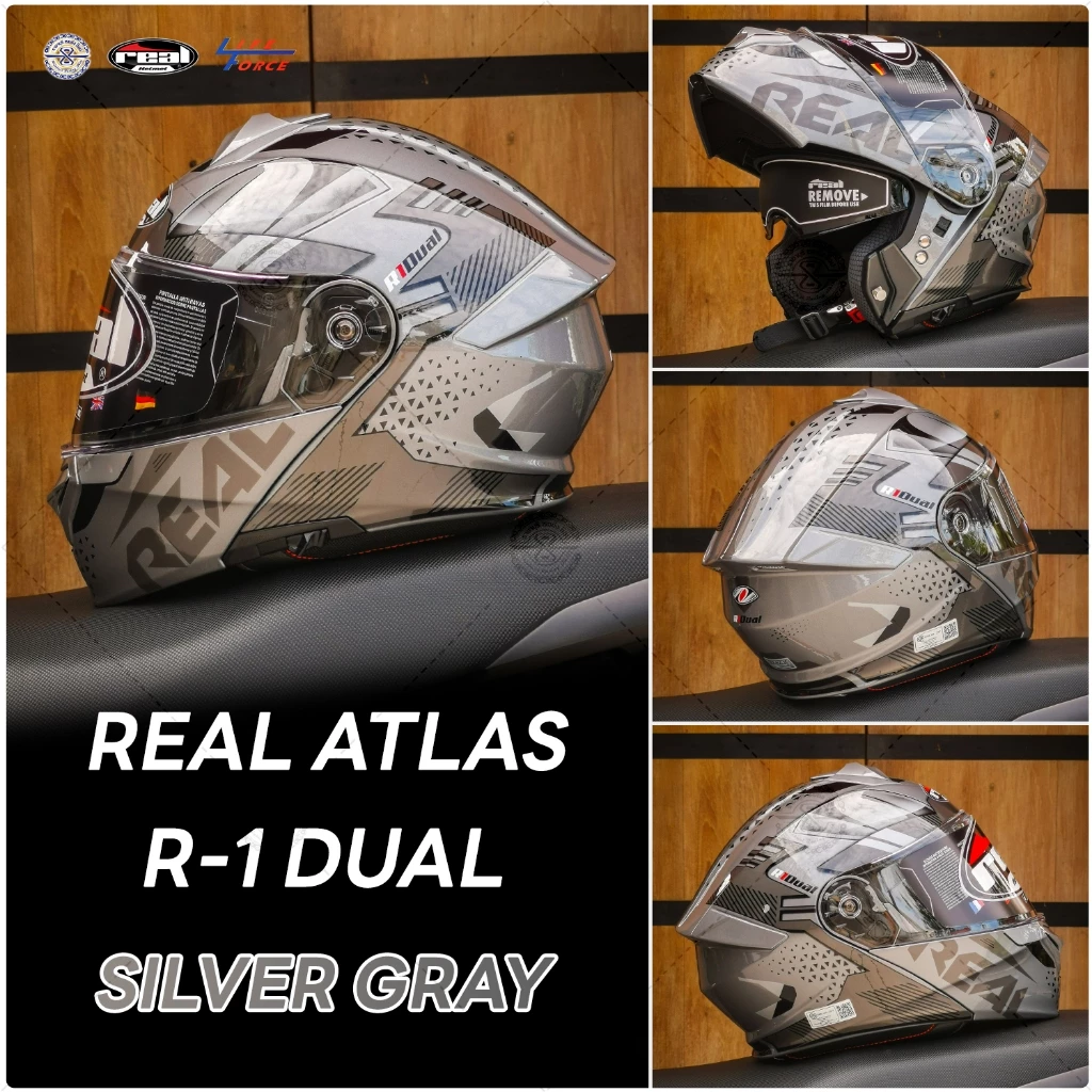 หมวกกันน็อค Real รุ่น Atlas R1 Dual มีให้เลือก 3 สี 4 Size *ต้องเผื่อไซส์ หมวกยกคาง สปอร์ตกึ่งทัวริ่ง thumbnail 3