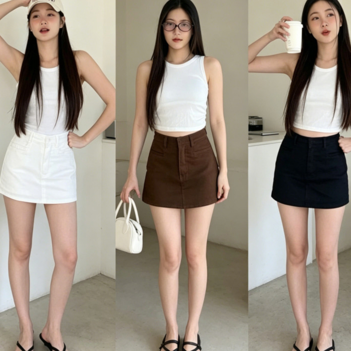 กระโปรงสั้นแบบตัว A มีผ้าซับใน ใส่คู่กับเสื้อตัวไหนก็ได้ เป็นแบบขายดี เหมาะกับคนตัวเล็ก#V142-V145