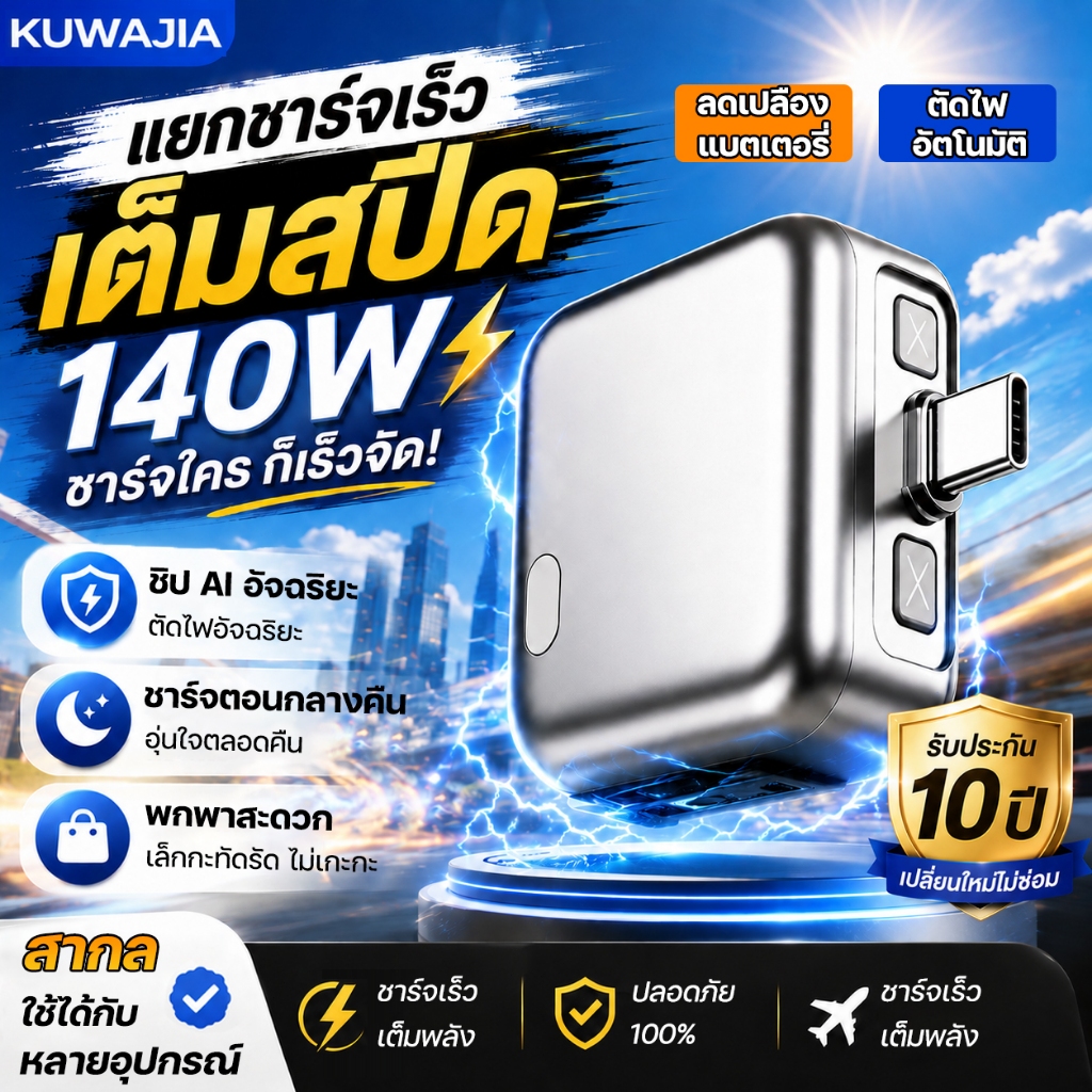 ✅ชาร์จเต็มเด้งออก✅AI เครื่องแยกอัตโนมัติ เครื่องแยกอัตโนมัติอัจฉริยะ AI 140W ชาร์จเร็ว ใช้ร่วมกับหลายอุปกรณ์