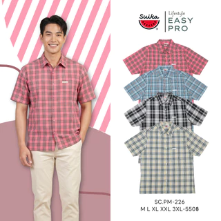 เสื้อแตงโม (SUIKA) เสื้อเชิ๊ตคอปกแขนสั้น ลายสก๊อต (ผ้าไม่ยืด) ( SC.PM-226 227 228 229 230 231 232 )