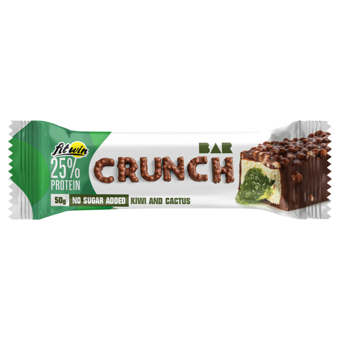 ฟิตวิน โปรตีนครันช์บาร์เคลือบ : กลิ่นรสกีวี่และกระบองเพชร - FITWIN, Crispy Protein Bar, Kiwi & Cactus Flavor 50g