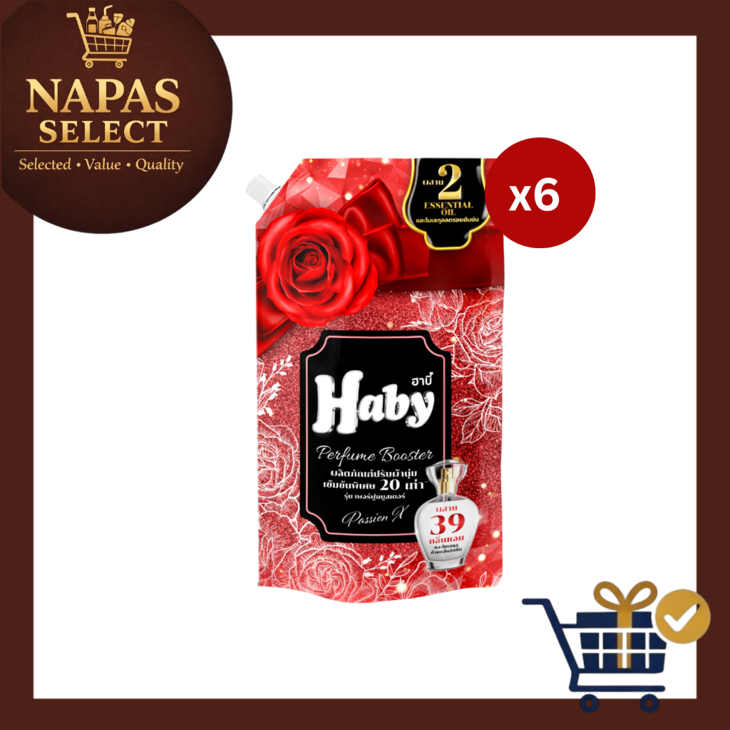 [6 ถุง] Haby น้ำยาปรับผ้านุ่ม Series PERFUME BOOSTER กลิ่น PassionX ขนาด 540 ml.
