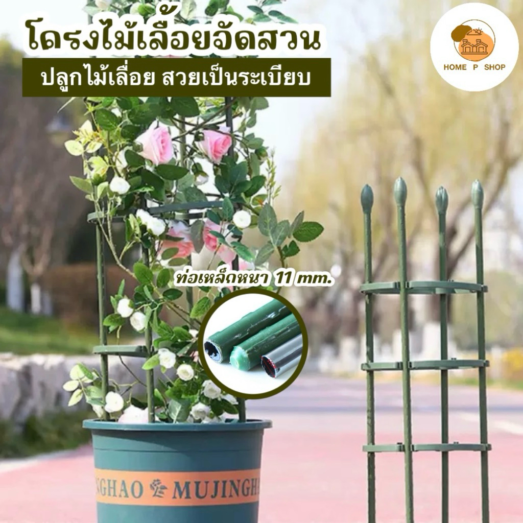 -Home P Shop- ระแนงไม้เลื้อยซุ้มต้นไม้ ท่อเหล็กเคลือบ PE กันสนิม โครงเหล็กดัด โครงไม้เลื้อย ซุ้มกุหลาบ ซุ้มไม้เลื้อย 🌱