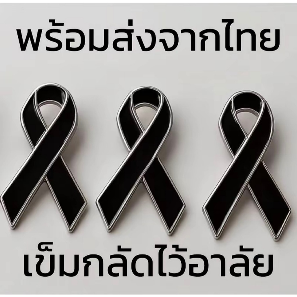 พร้อมส่ง เข็มกลัดไว้ทุกข์สีดำ เข็มกลัด ไว้อาลัย โบว์เข็มกลัดดำ สำหรับงานศพ และงานทางการ