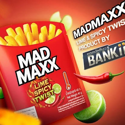พร้อมส่ง ส่งด่วน ส่งไวมาก MAD MAXX มันฝรั่งแท่งทอดกรอบ รสไลม์สไปร์ทซี่ กรอบ เปรี้ยว เผ็ดซี๊ดดด..ถึงใจ