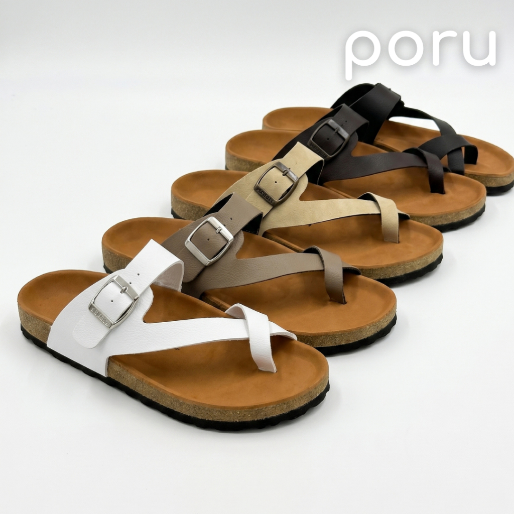 [ส่งฟรี]PORU รองเท้าแตะไขว้โป้ง หนัง PU นุ่มพรีเมียม ใส่สบายแมตช์ง่ายทุกสไตล์ รองเท้าแฟชั่น