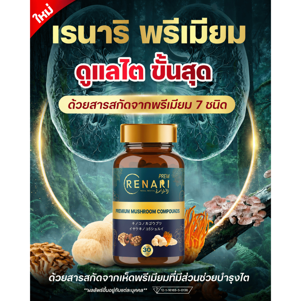 ใหม่ 💯!  เรนาริ พรีเมียม Renari Premium ผลิตภัณฑ์เสริมเรนาริ จากเห็ดประเทศญี่ปุ่น 7 ชนิด