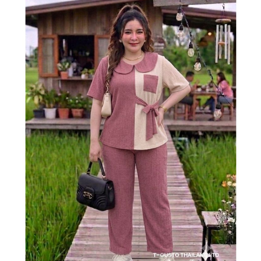 D23ชุดเซตทูโทนผูกข้างขายาว-สาวอวบพลัสไซส์'งานใหม่รุ่นใหม่
