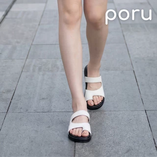 PORU รองเท้าแตะคีบโป้งผู้หญิง ส้นแบน มินิมอลสไตล์เกาหลี หนังนิ่ม ใส่สบาย แมทช์ง่าย