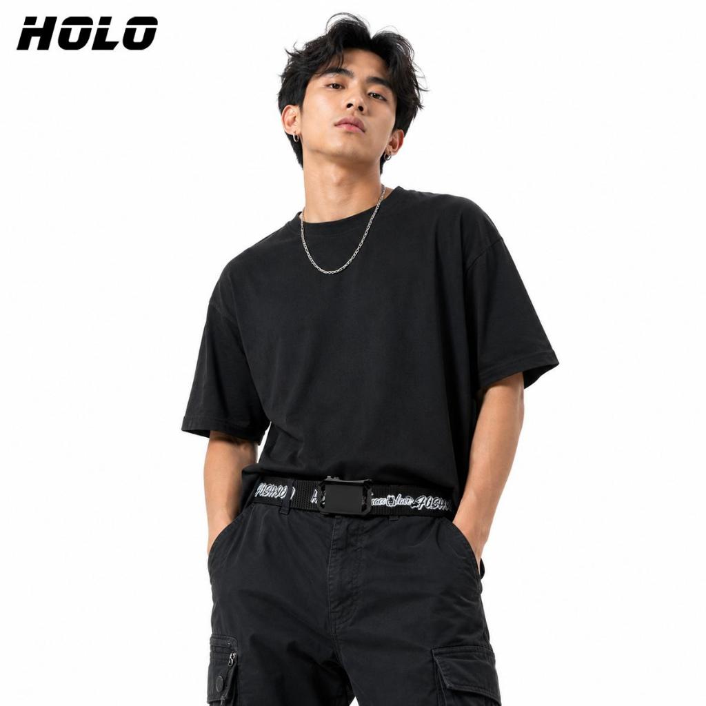 HOLO เข็มขัดผู้ชายผ้าไนลอน หัวล็อคออโต้ ลายตัวอักษร สตรีทแฟชั่น ปรับได้ ทนทาน ใส่ได้ทุกวัน Y2K