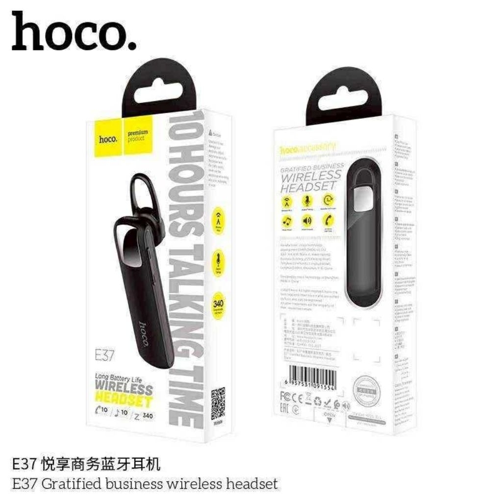 Hoco E37 หูฟังบลูทูธแบบข้างเดียวที่ออกแบบมาเพื่อเน้นการสนทนาในธุรกิจหรือการใช้งานขณะขับรถโดยมีจุดเด่