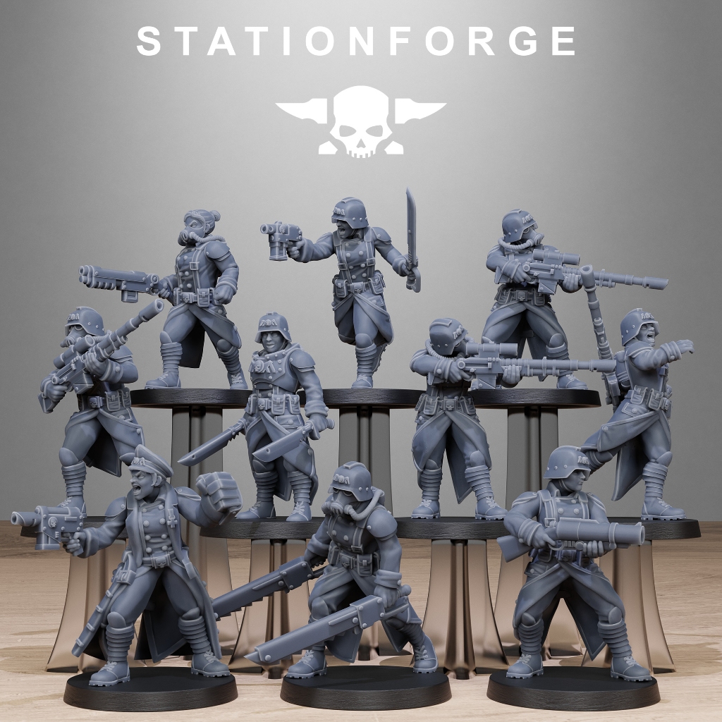 GrimGuard Steel Sisters งาน Resin Miniature Model สำหรับ Tabletop Board Game ตั้งโชว์