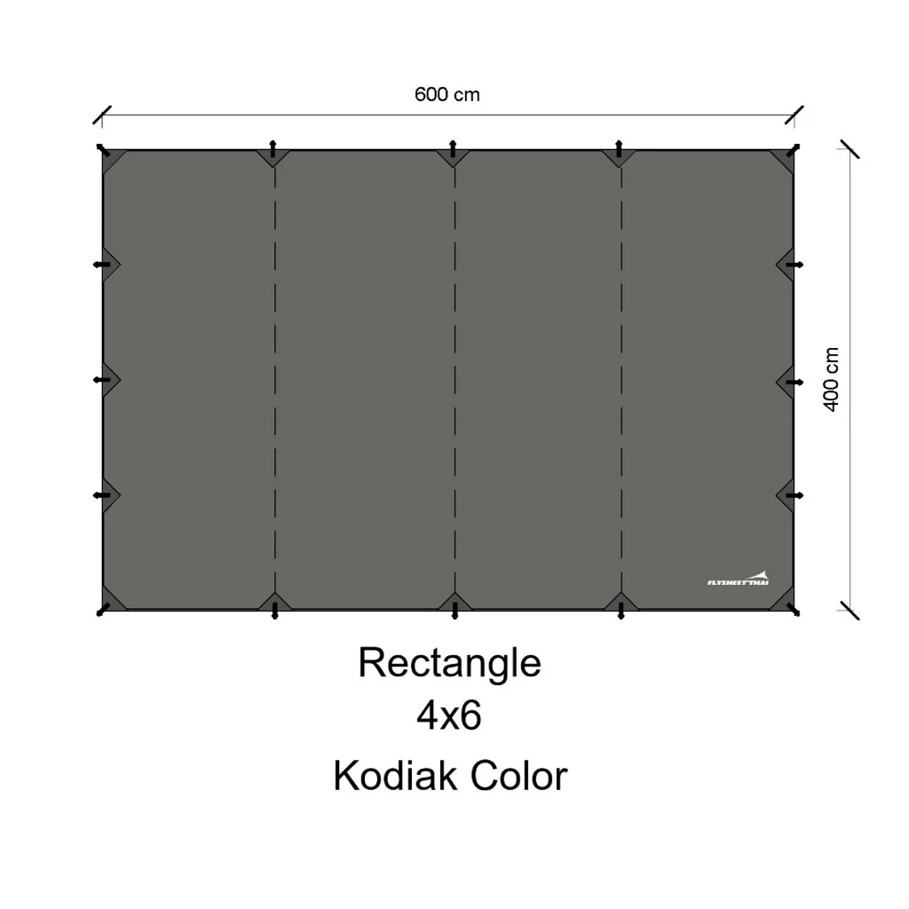 ฟลายชีท TARP 4x6 ผืนผ้า วัสดุ TN ผ้าระบายอากาศได้ กันน้ำ100% ผ้าคลุมเต็นท์ ฟลายชีทไทย Flyaheetthai