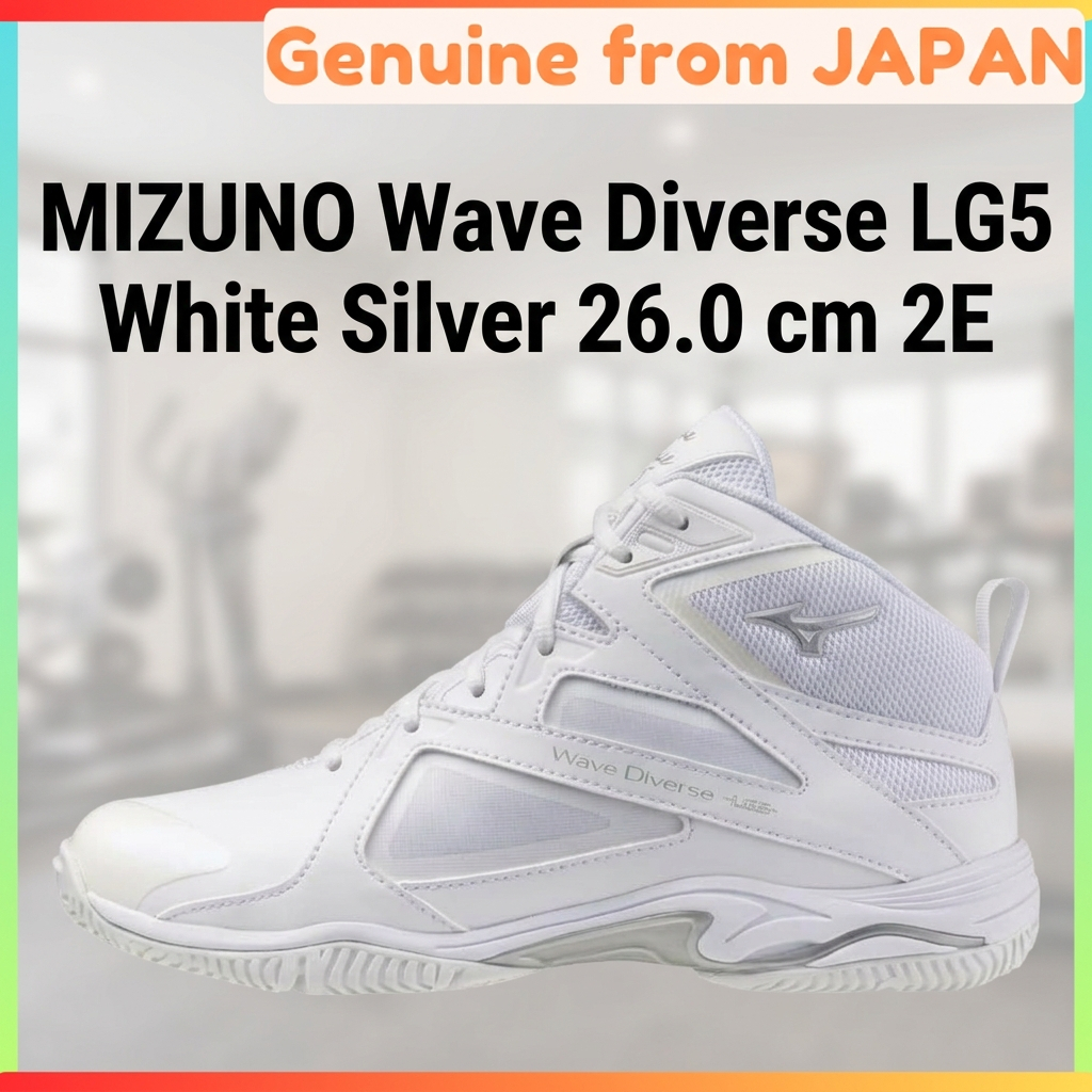 MIZUNO Wave Diverse LG5 Fitness Shoes 2E Wide Gym Studio Exercise White Silver 26.0 cm Unisex