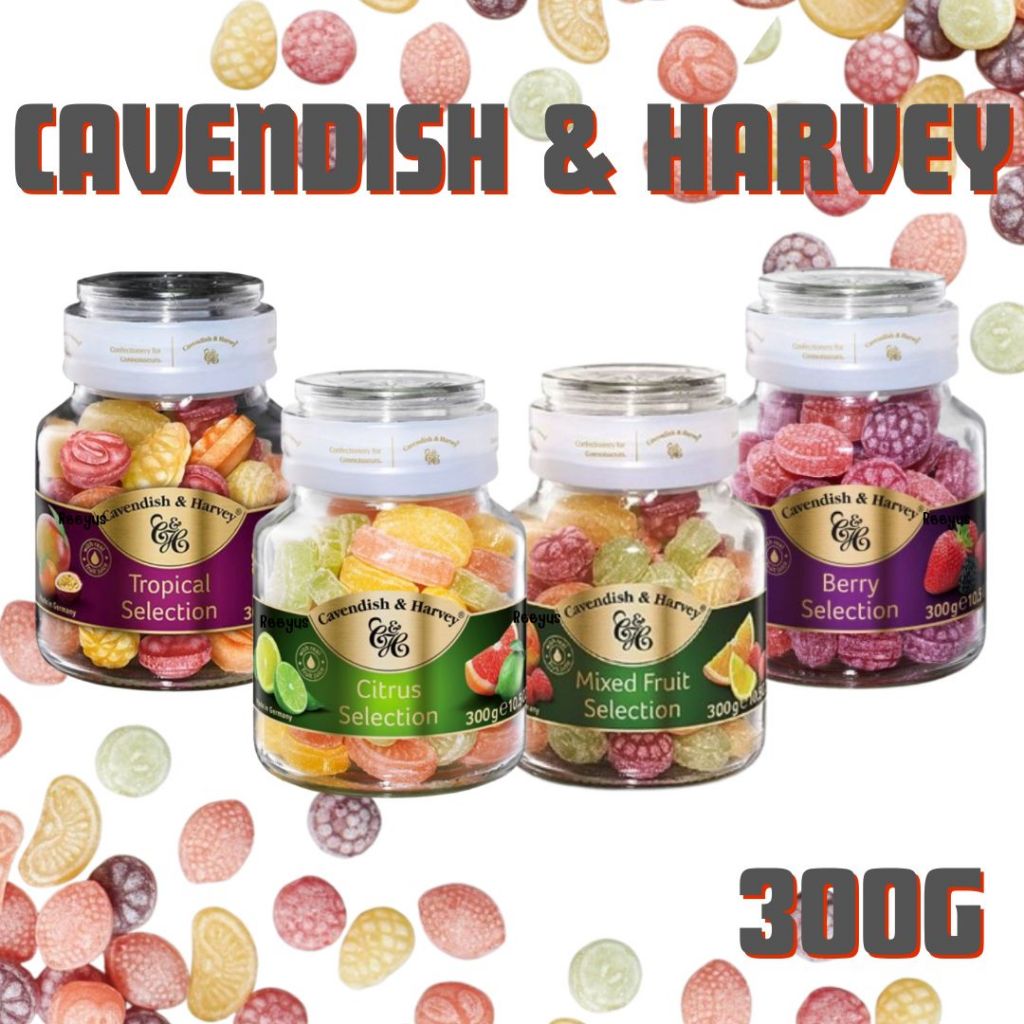 Cavendish & Harvey ลูกอมรสผลไม้รวมจากเยอรมัน ขนาด 300 กรัม บรรจุในขวดแก้ว มี 4 แบบให้ได้เลือก