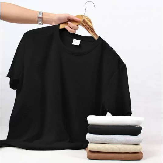 TwoStar เสื้อยืดแขนสั้น เสื้อยืดผู้ชาย สีทึบ เรียบง่ายและจับคู่ได้ง่าย ผ้าวาฟเฟิล รู้สึกดีมีคุณภาพสูง M-3XL 📦จัดส่งจากกร