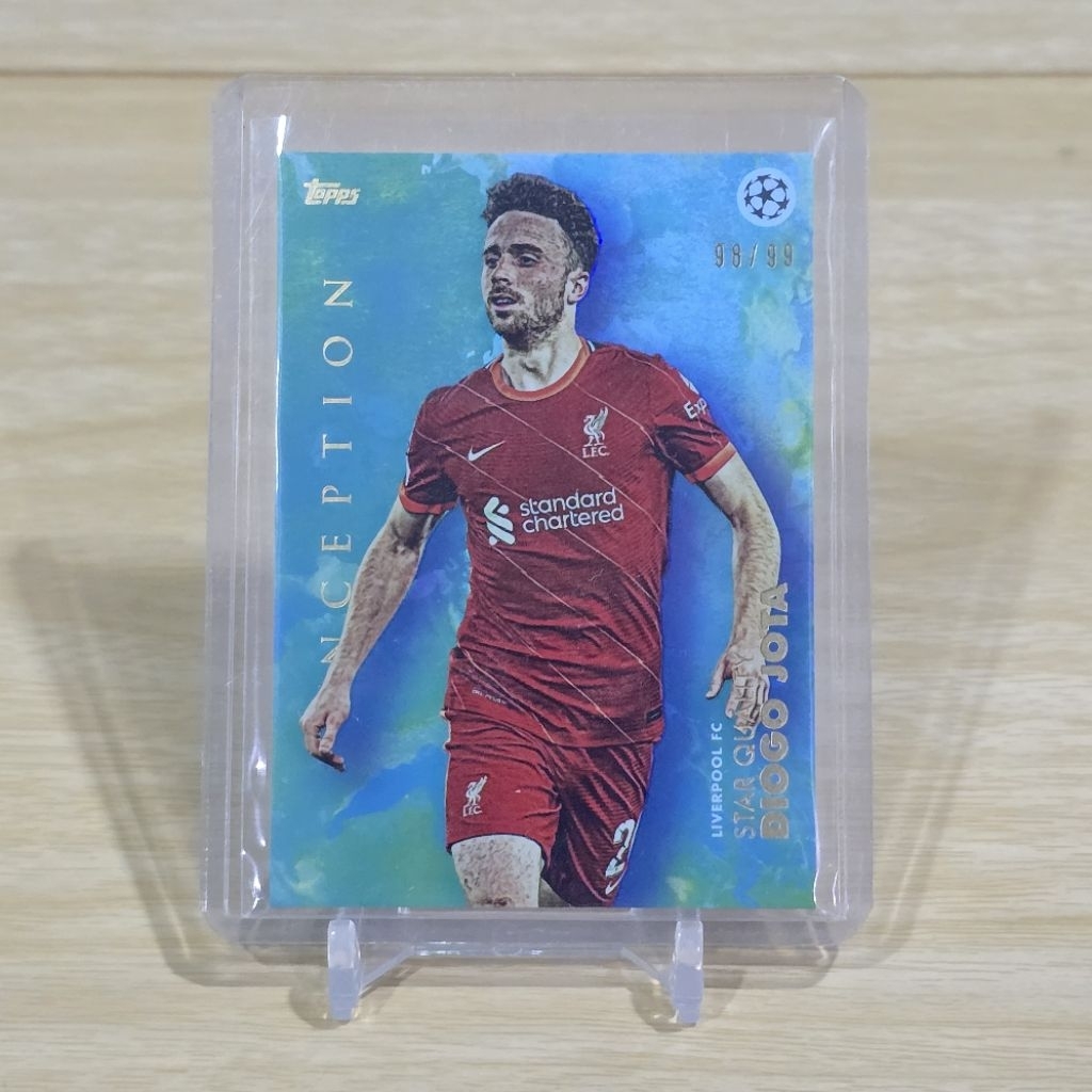 การ์ด การ์ดบอล Topps Inception UCC Uefa Club 2021-22 Diogo Jota Aqua /99 การ์ดหนา ของแท้ Liverpool ล