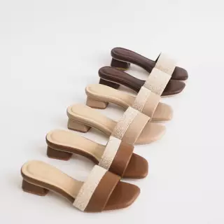 👡รุ่น Mixsy👡 รองเท้าส้นสูง 1.5 นิ้ว พื้นนุ่ม ดีไซน์ผ้าทวิตผสมหนัง ลุคคุณหนู เรียบหรู ใส่ง่ายทุกลุค PICHA.SHOES