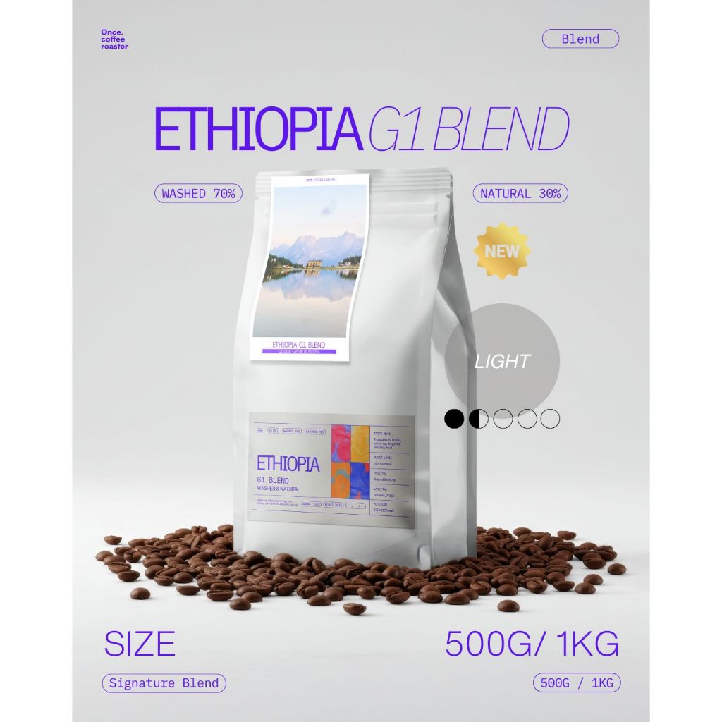 (New!) (500g/1kg) ETHIOPIA G1 BLEND 🇪🇹 Washed & Natural [Signature Blend] (Light Espresso)