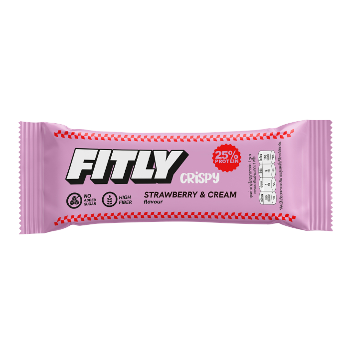 ฟิทลี่ คริสปี้ กลาซด์ โปรตีน บาร์ รสสตรอเบอร์รีและครีม 40g - FITLY, Crispy Glazed Protein Bar, Strawberry and Ceam, 40g