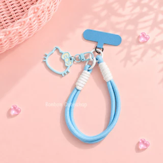 [พร้อมส่งจากไทย]เชือกห้อยมือถือ สายคล้องมือถือแบบสั้น มาพร้อมแผ่นคล้องและตุ๊กตา by bonbon cuteshop