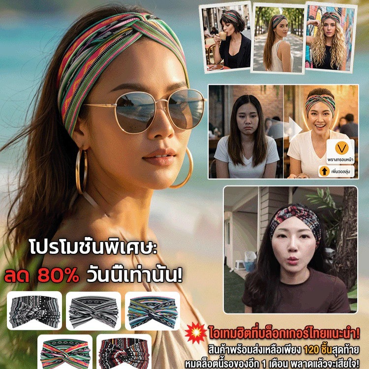 (จัดส่งจากประเทศไทย) ที่คาดผมสไตล์โบฮีเมียนสุดเก๋ เหมาะสำหรับผู้หญิง ที่คาดผมมีสไตล์ เหมาะสำหรับออกกำลังกายโยคะ/พิลาทิส