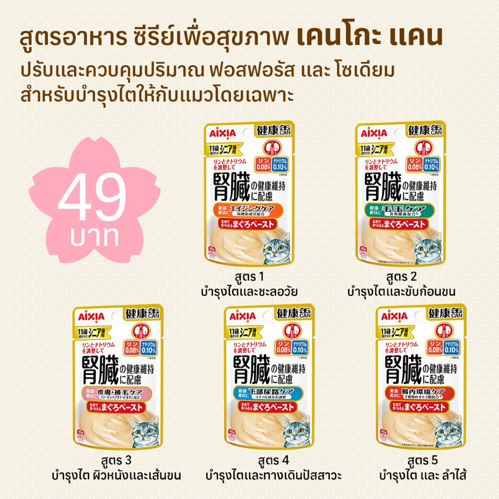 Aixia บำรุงไต โซเดียม ฟอสฟอรัสต่ำ แมวไต นิ่ว หัวใจกินได้