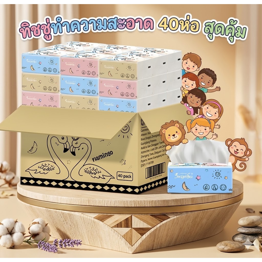ยกลัง กระดาษทิชชู่ แบบห่อ (ยืดหยุ่น) ขนาดพกพา 70 แผ่น ทิชชู่พกพา กระดาษชำระ แบบห่อเล็ก