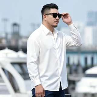 💥M-8XL💥 เสื้อผู้ชายไซส์ใหญ่ เสื้อแขนยาวชาย ผ้านุ่มใส่สบายไม่ร้อน ทำจากผ้าไหมเย็น ระบายอากาศได้ คนอ้วนก็ใส่ได้