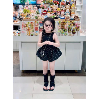 ชุดเซ็ทโบว์ขาสั้นบอลลูน ✨โบว์ดำกางเกงขาว