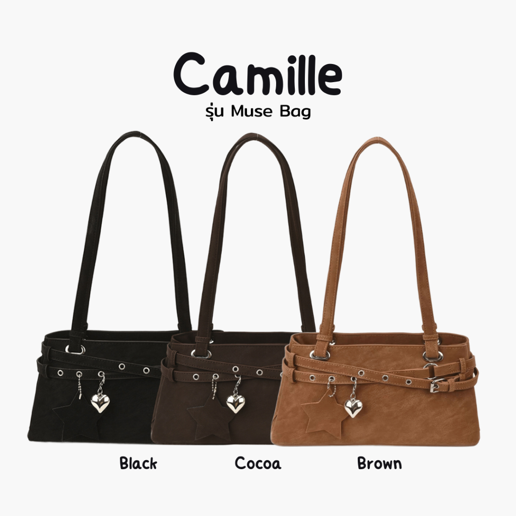 Camille กระเป๋า รุ่น Muse มี 3 สี อะไหล่เงิน จุของได้ระดับนึง สวยมากๆค่ะ พร้อมส่ง