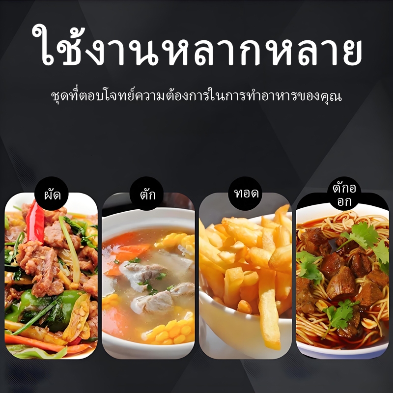 ชุดเครื่องครัวสแตนเลสเกรดอาหารหนา ช้อนซุป ช้อนตักน้ำ ช้อนตักแกง ตะหลิวผัด ช้อนผัด ด้ามไม้กันร้อน ทนอุณหภูมิสูง รูปที่ 5