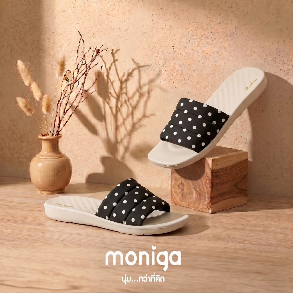 MONIGA รุ่น Diana 3 PT Polkadot รองเท้าแตะพื้นกันลื่น+ปุ่มนวดฝ่าเท้า