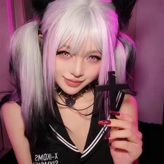 LUCKYROSE สร้อยคอสไตล์ Y2K พังก์กอธิค จี้ไม้กางเขน มี 2 สีให้เลือก