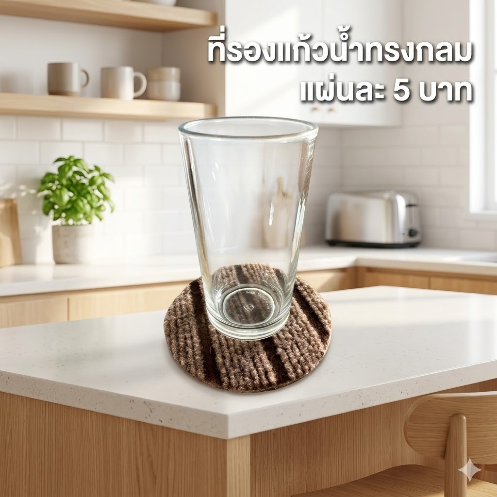 Q house ที่รองแก้วน้ำ ทรงกลม แผ่นละ 5 บาท ที่รองแก้ว ที่รองชามเล็ก