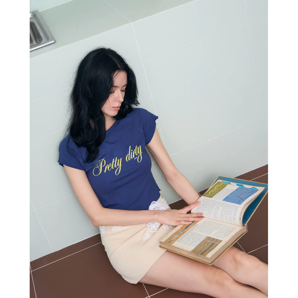 imishmash-Pretty dirty(navy/butter) เสื้อยืดผู้หญิง