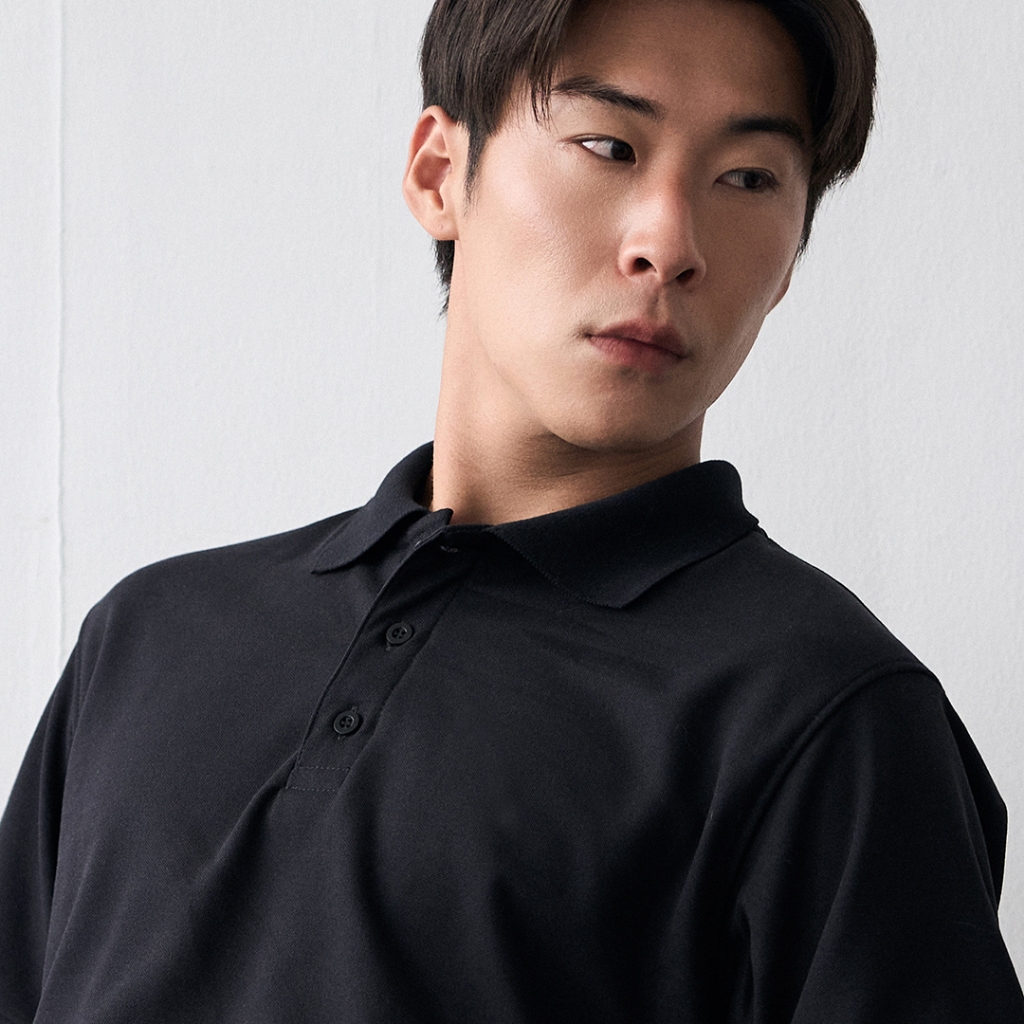 🔥9.9 SALE🔥Boxy Polo เสื้อโปโล ชายสั้น Essential สีดำ เสื้อผ้าผู้ชาย BPO