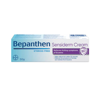 Bepanthen Sensiderm Cream ขนาด 50g. ครีมทาผิวลดอาการคันและแดง เสริมสร้างเกราะป้องกันผิว ปราศจากสเตียรอยด์