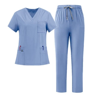 ชุดสครับ New Scrub ชุด Unisex ผู้ชายและผู้หญิง Quick-Drying เสื้อยืดผ่าตัดเสื้อผ้าช่องปากพยาบาลหมอเสื้อผ้าทํางานสัตว์