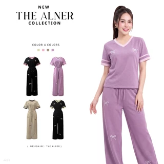 ชุดเซตวอร์มปักโบว์ กางเกงขายาว Thealner (ดิอัลเนอร์) AN810