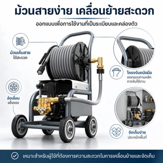 REAIM เครื่องฉีดน้ำแรงดันสูง 3000 บาร์ 5800 วัตต์ รุ่นท๊อป เครื่องใหญ่ มอเตอร์ทรงพลัง ดูดน้ำได้ด้วยตัวเอง