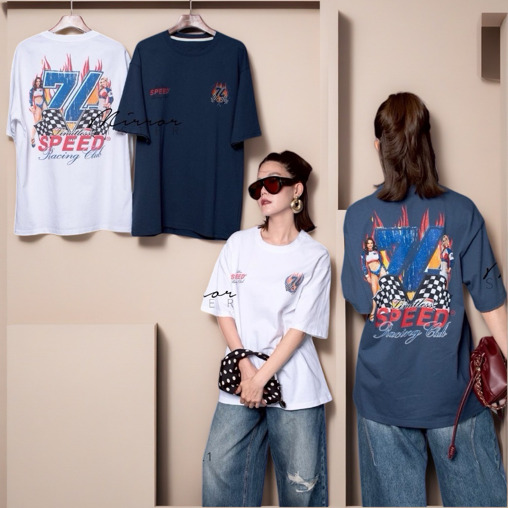 MRS | MIRRORSISTER🔖 60429.1 เสื้อยืดโอเวอร์ไซส์สไตล์วินเทจ